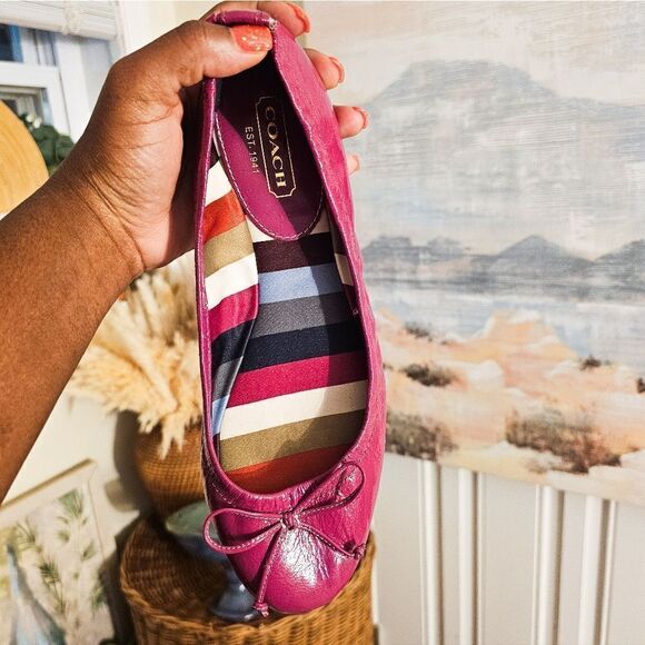 Coach Jelly Raspberry Patent Leather Ballet Flats. - Picture 5 of 15